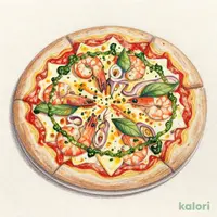 手作り スモークチーズ入りシーフードピザ