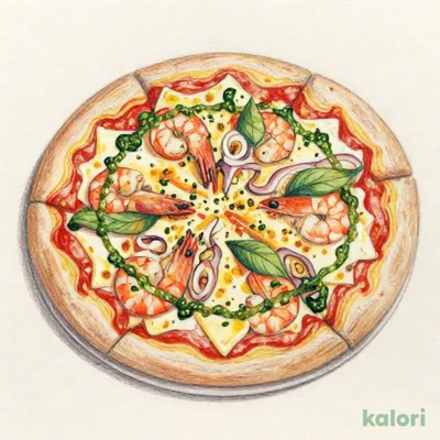 手作り スモークチーズ入りシーフードピザ