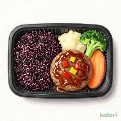 デミハンバーグ黒米弁当