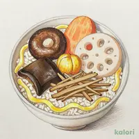 栗ときのこの彩り茶飯