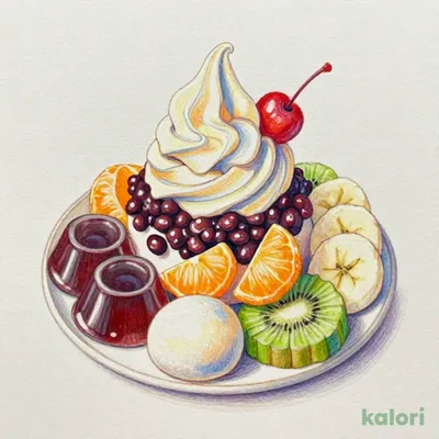 Cream Anmitsu (Agar Jelly with Sweet Bean Paste & Ice Cream)