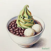 クリームぜんざい（ほうじ茶ソフト）