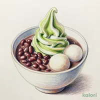 クリームぜんざい(抹茶ミックスソフト)