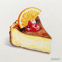 バスクチーズケーキ~オレンジコンフィと苺ソ―ス~