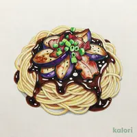 焼き茄子とベーコンの醤油ソース