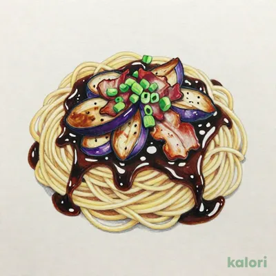 焼き茄子とベーコンの醤油ソース