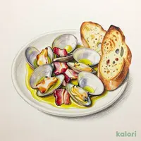 たっぷりあさりとベーコンのアヒージョ(バケット3コ付)