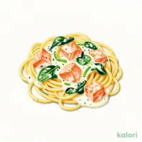 サーモンとほうれん草のクリームソース