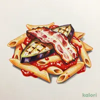 ペンネ 焼き茄子とベーコンのトマトソース