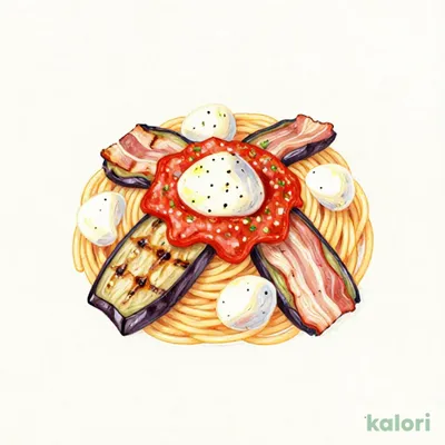 焼き茄子とベーコンのモッツァトマト