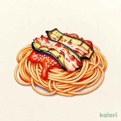 焼き茄子とベーコンのトマトソース