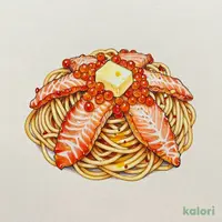 Salmon and Salmon Roe Butter Peperoncino Pasta