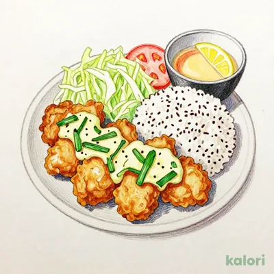 〈おかず増量〉生ニラだれの油淋鶏（五穀ご飯）