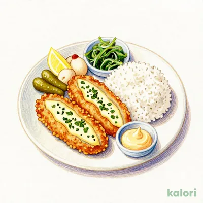 Basil and Cheese Fried Horse Mackerel Bento