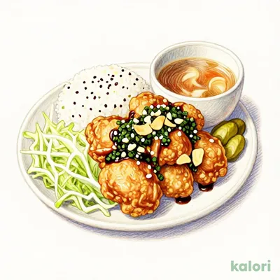 生ニラだれの油淋鶏（五穀ご飯）