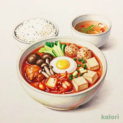 Spicy Chicken and Meatball Kimchi Jjigae (with Rice)