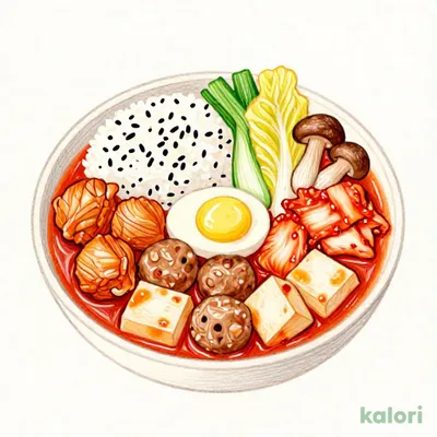 Spicy Chicken and Meatball Kimchi Jjigae (Five-Grain Rice)