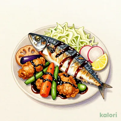 鶏と野菜の黒酢あんとしまほっけの炭火焼き（単品）