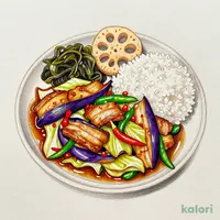 Seven-Spice Pork and Eggplant Stir-Fry Set Meal