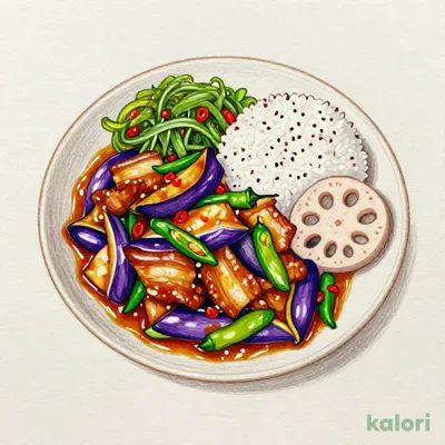 七椒香る豚と茄子の回鍋肉（五穀ご飯）