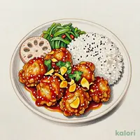 麻辣だれのスパイス唐揚げ（五穀ご飯）