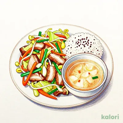 Meat and Vegetable Salt Koji Stir-Fry (Multigrain Rice)