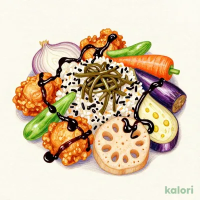 Chicken and Vegetables in Black Vinegar Sauce Bento (Multigrain Rice)