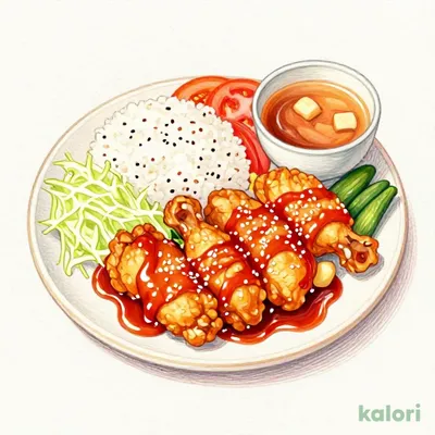 〈おかず増量〉甘からだれの鶏唐揚げ（五穀ご飯）