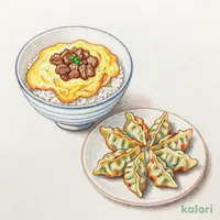 SUKIYAKIふわとろ天津飯(肉100g)※餃子セット