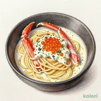 焼き“ずわい蟹”といくらの生海苔クリームパスタ