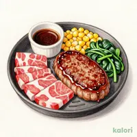 カルビ＆肉塊ハンバーグ