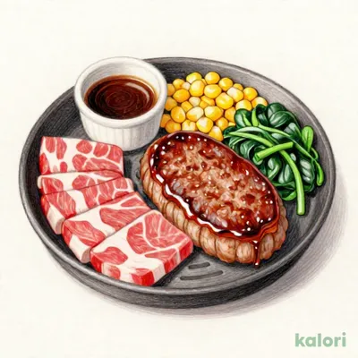 カルビ＆肉塊ハンバーグ