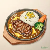 NEW！沸騰ぐつぐつ焼カレー(肉塊ハンバーグ)