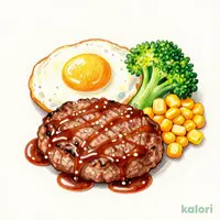 肉塊ハンバーグ 目玉焼き付き