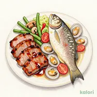 2メインセット 豚肩ロースのコンフィグリルとアクアパッツァ