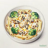 チキンとキノコのペンネグラタン