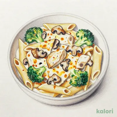 チキンとキノコのペンネグラタン