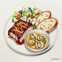 2メインセット 豚肩ロースのコンフィグリルとカサゴのアクアパッツァ