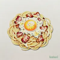 半熟玉子とベーコンのカルボナーラスパゲッティ