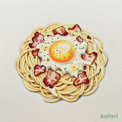 半熟玉子とベーコンのカルボナーラスパゲッティ