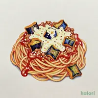 揚げ茄子とモッツァレラのミートソーススパゲッティ