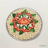 ずわい蟹とほうれん草のトマトクリームソースリゾット