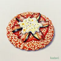 たっぷりモッツァレラとナス、ベーコンのトマトソースリゾット