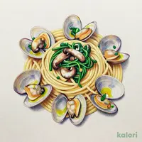 アサリとキノコ、ほうれん草のペペロンチーノ