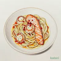 スモークサーモンと貝柱の柚子胡椒仕立ての和風ソース