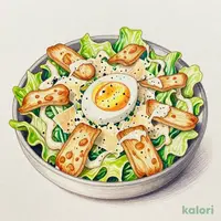パリパリチーズと温泉玉子のシーザーサラダ
