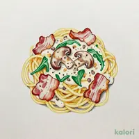 ベーコンとキノコ、ほうれん草のポルチーニクリームソース