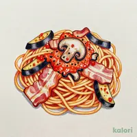 ベーコンとキノコのナスのアラビアータ