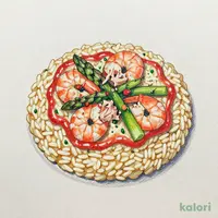 Shrimp, Tuna, and Asparagus Tomato Cream Sauce Risotto