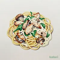 Chicken, Mushroom, and Spinach Truffle Cream Sauce Pasta